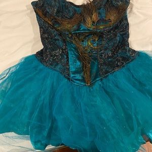 Peacock corset costume 3 piece set